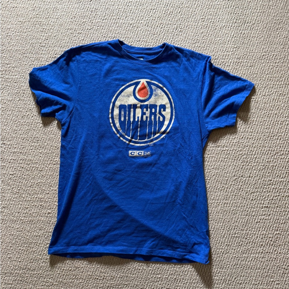 CCM Edmonton Oilers Connor McDavid Blue Vintage Looking T-Shirt